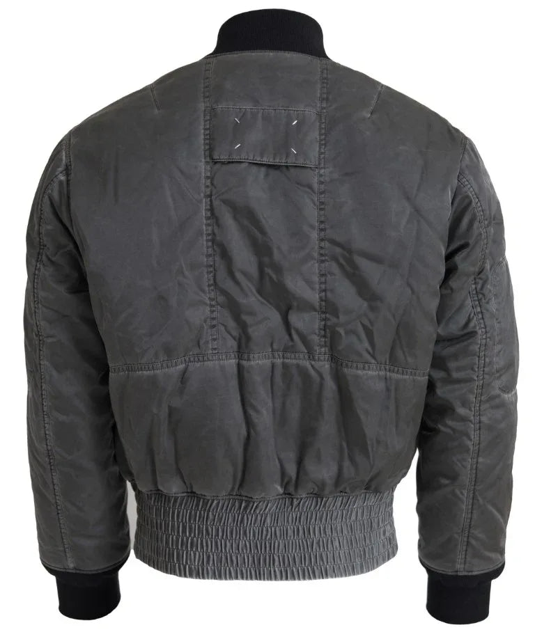 MM6 Maison Margiela Gray Bomber Zipper Pocket Sleeves Jacket - Zeiniez