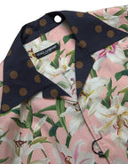 Dolce & Gabbana Cotton Polka Dot Lily Print Collared Shirt - Zeiniez