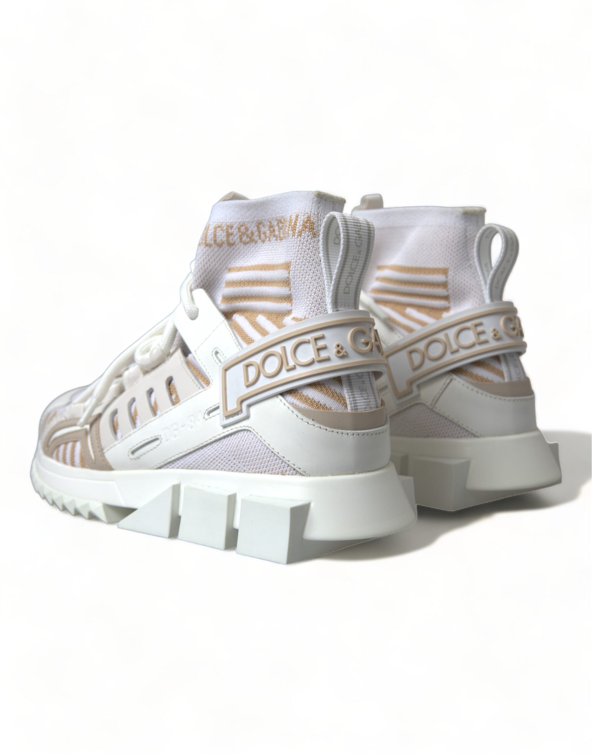 Dolce & Gabbana White Beige Sorrento Socks Sneakers Shoes - Zeiniez