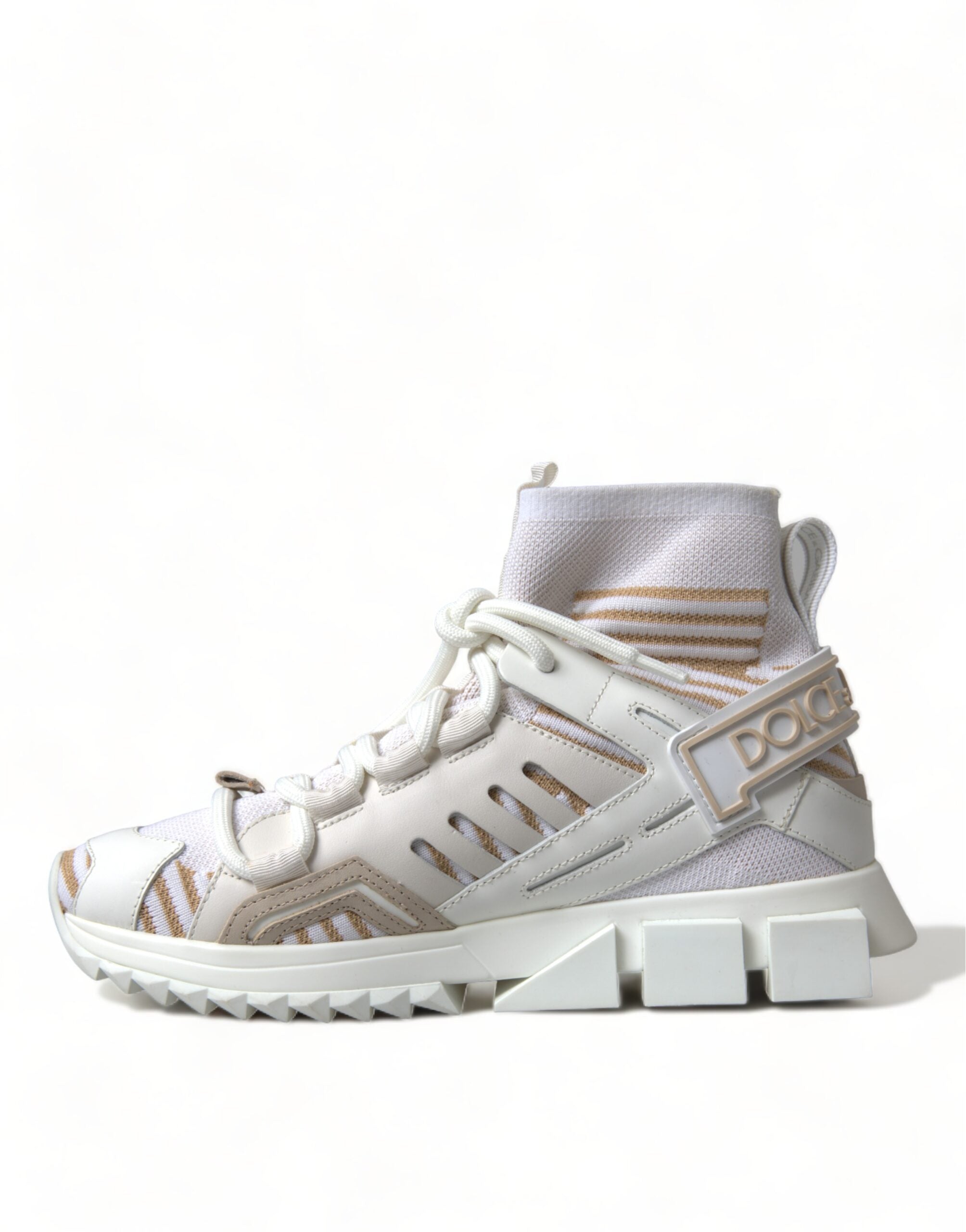 Dolce & Gabbana White Beige Sorrento Socks Sneakers Shoes - Zeiniez