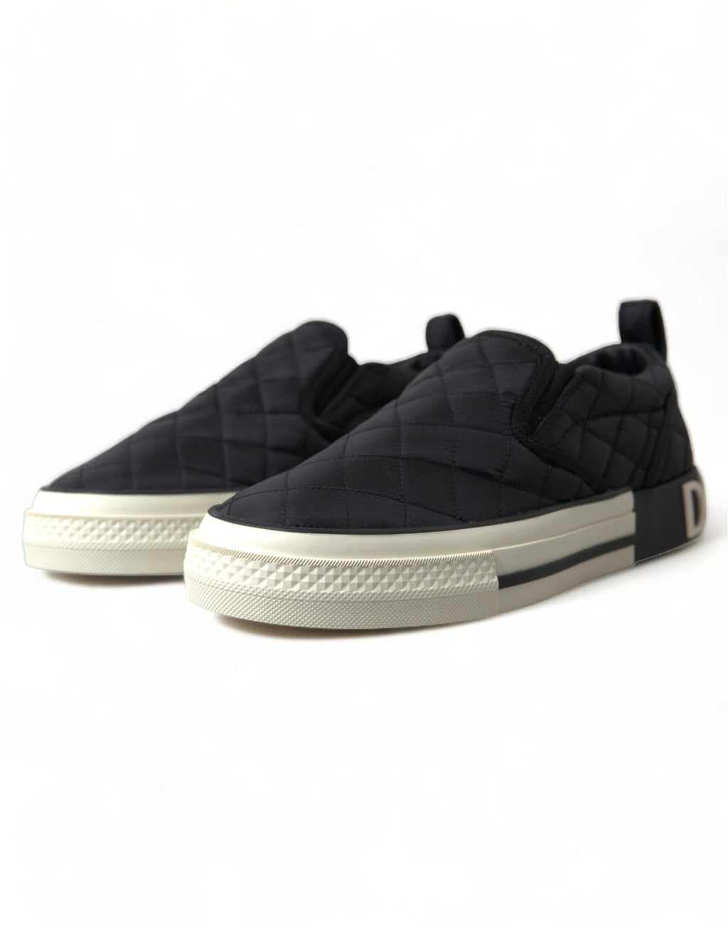 Dolce & Gabbana Black Quilted Slip On Low Top Sneakers Shoes - Zeiniez