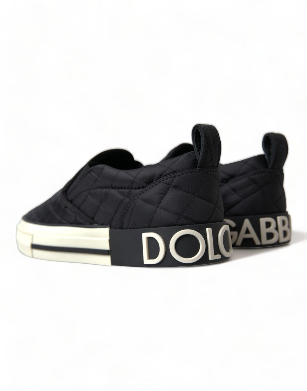 Dolce & Gabbana Black Quilted Slip On Low Top Sneakers Shoes - Zeiniez