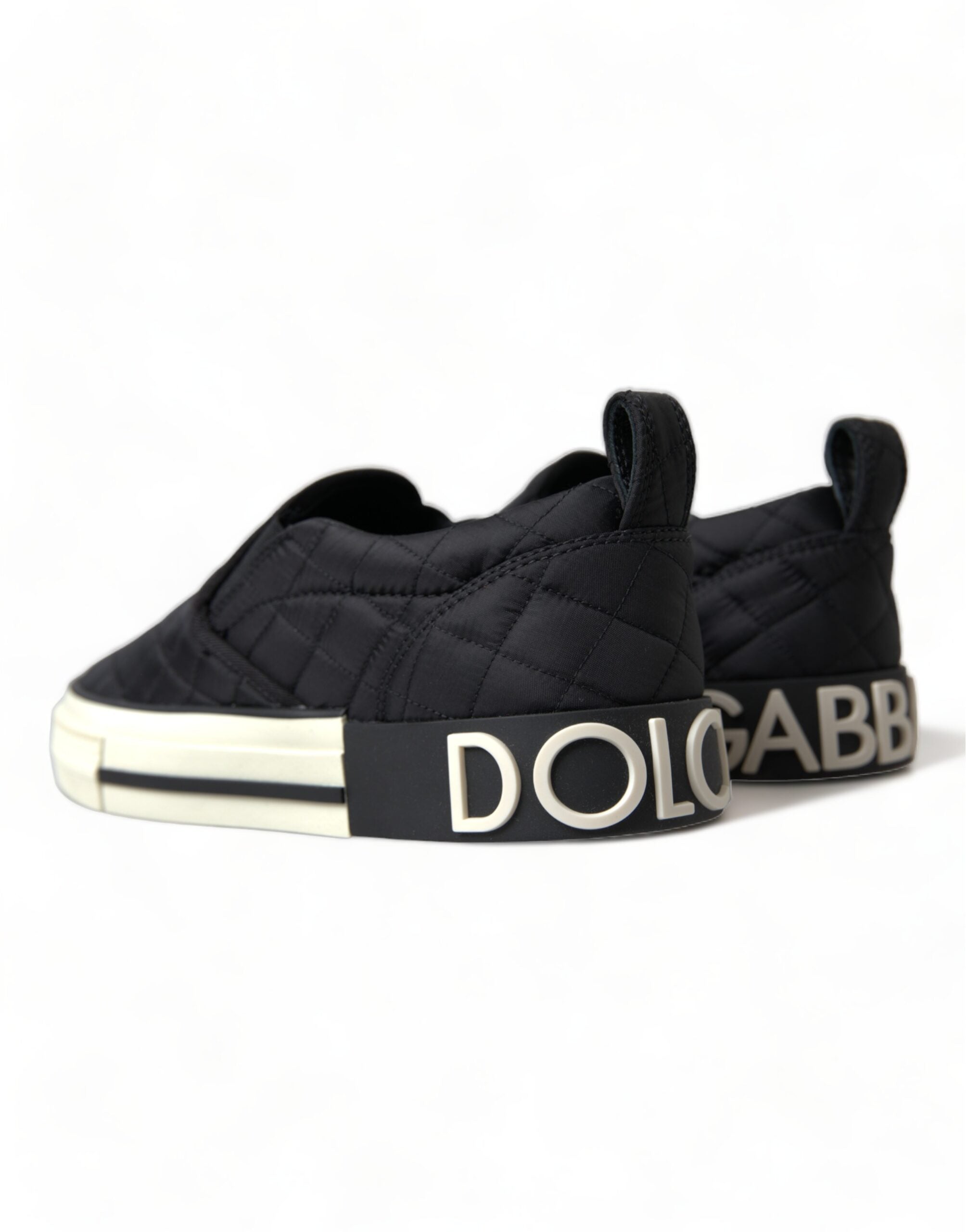Dolce & Gabbana Black Quilted Slip On Low Top Sneakers Shoes - Zeiniez