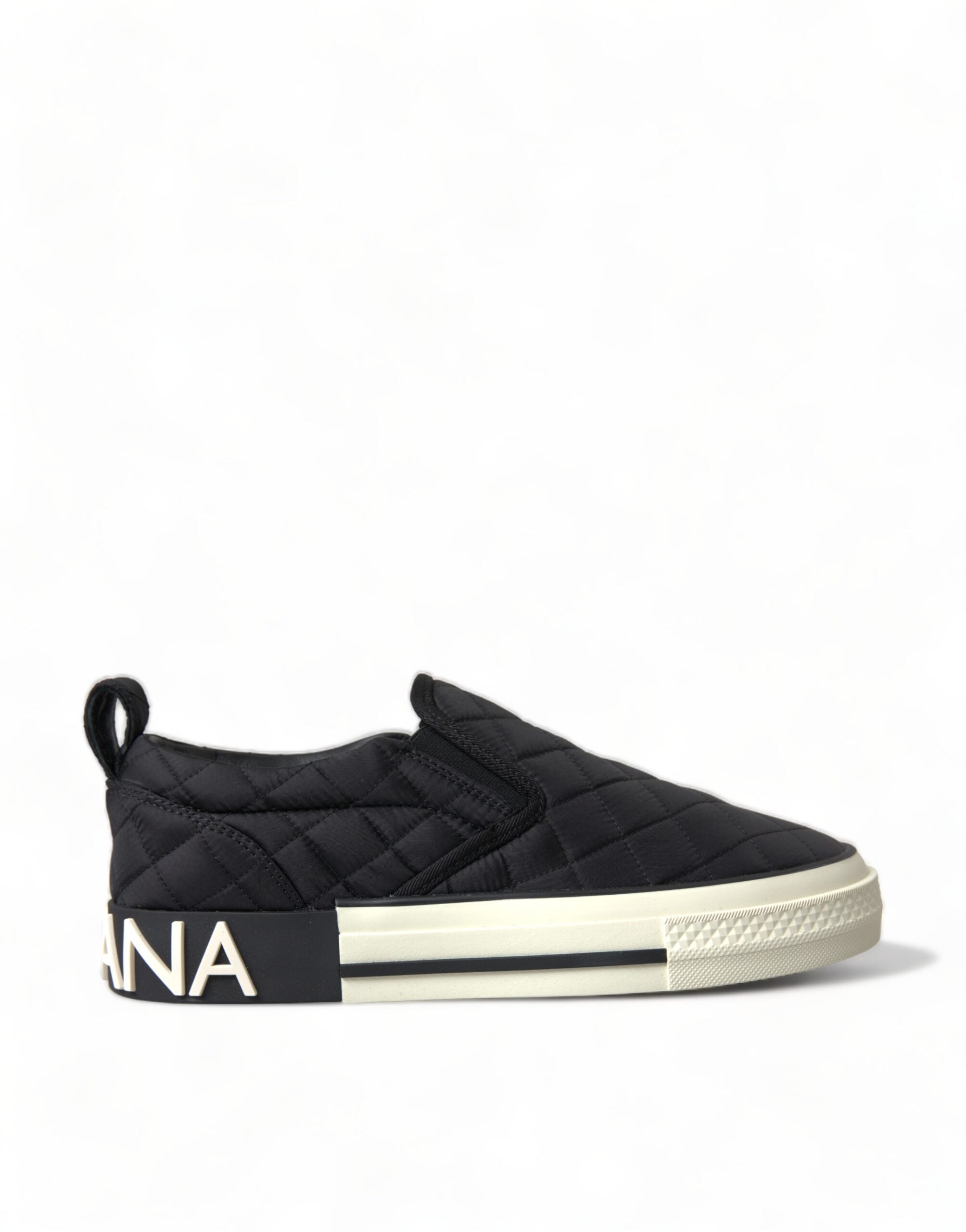 Dolce & Gabbana Black Quilted Slip On Low Top Sneakers Shoes - Zeiniez
