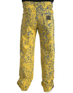 Dolce & Gabbana Yellow Cotton Tie Dye Straight Denim Jeans - Zeiniez