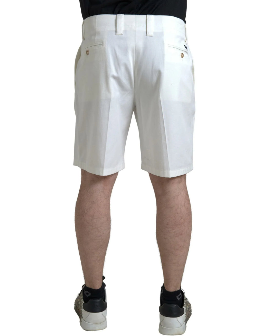 Dolce & Gabbana White Cotton Stretch Men Bermuda Denim Shorts - Zeiniez