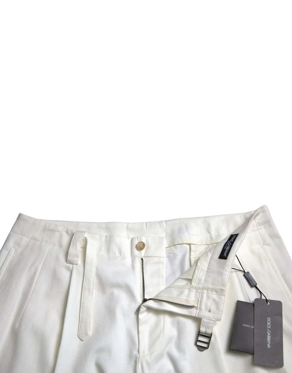 Dolce & Gabbana White Cotton Stretch Men Bermuda Denim Shorts - Zeiniez