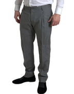 Dolce & Gabbana Gray Wool Chino Skinny Men Dress Trouser Pants - Zeiniez
