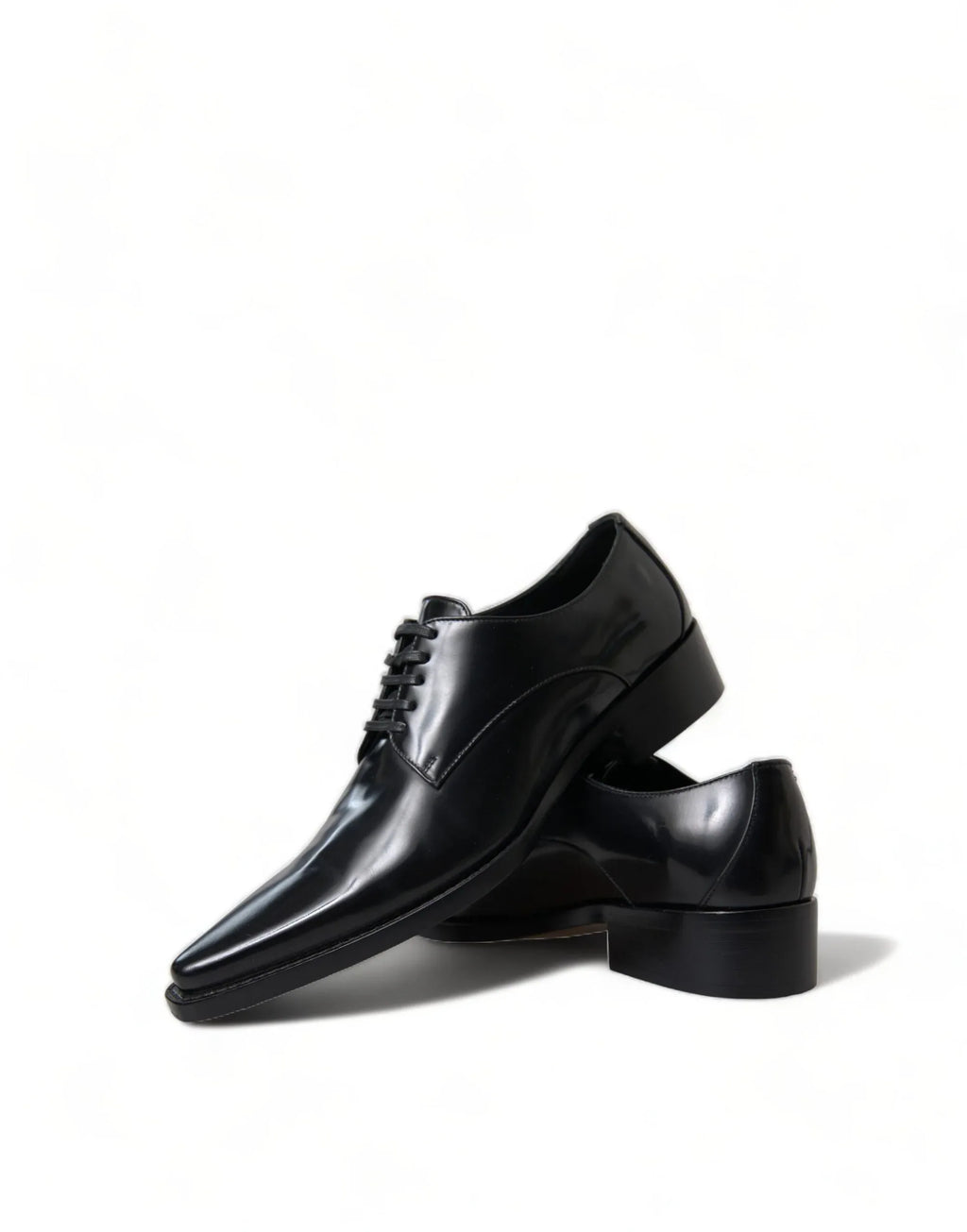 Dolce & Gabbana Black Leather Lace Up Formal Flats Shoes - Zeiniez