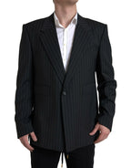 Dolce & Gabbana Black Stripe Single Breasted SICILIA Blazer - Zeiniez