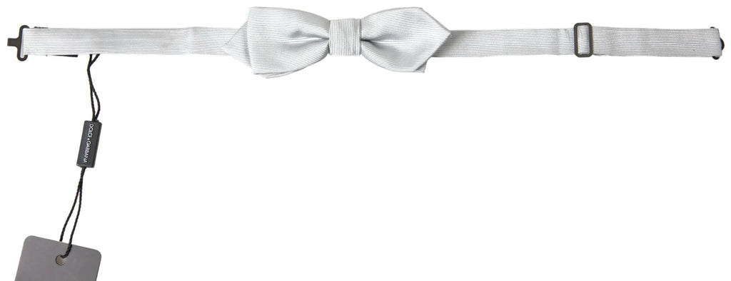 Dolce & Gabbana Gray Silk Adjustable Men Neck Papillon Bow Tie - Zeiniez