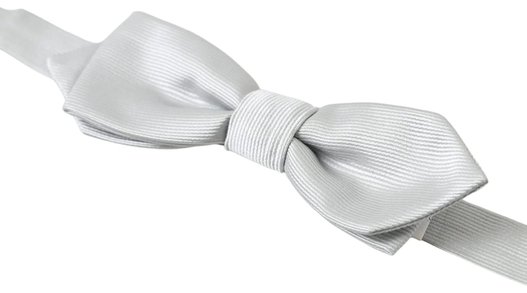 Dolce & Gabbana Gray Silk Adjustable Men Neck Papillon Bow Tie - Zeiniez