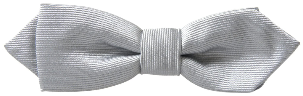 Dolce & Gabbana Gray Silk Adjustable Men Neck Papillon Bow Tie - Zeiniez
