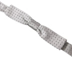 Dolce & Gabbana Gray Dotted Silk Adjustable Men Neck Papillon Bow Tie - Zeiniez