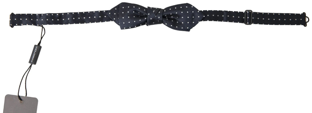 Dolce & Gabbana Blue Polka Dot Silk Adjustable Men Neck Papillon Bow Tie - Zeiniez