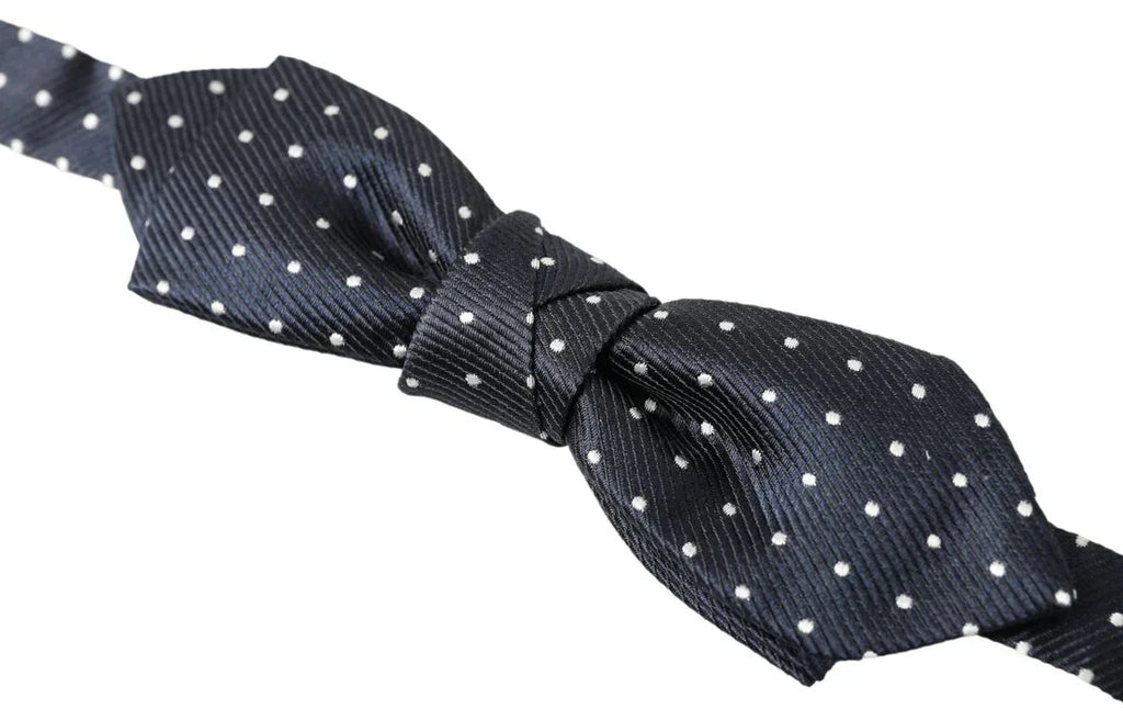Dolce & Gabbana Blue Polka Dot Silk Adjustable Men Neck Papillon Bow Tie - Zeiniez