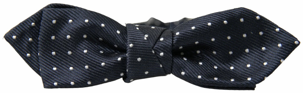 Dolce & Gabbana Blue Polka Dot Silk Adjustable Men Neck Papillon Bow Tie - Zeiniez