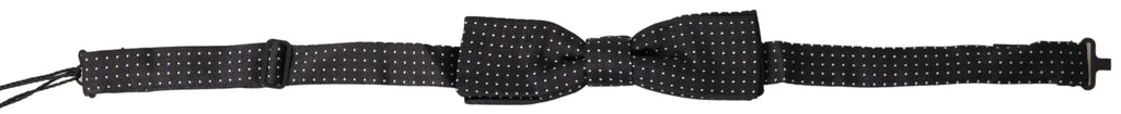 Dolce & Gabbana Black Polka Dot Silk Adjustable Men Neck Papillon Bow Tie - Zeiniez