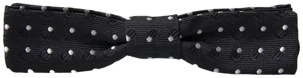 Dolce & Gabbana Black Polka Dot Silk Adjustable Men Neck Papillon Bow Tie - Zeiniez