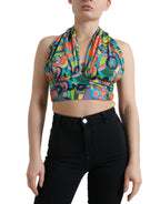 Dolce & Gabbana Multicolor Halter Sleeveless Cropped Tank Top - Zeiniez