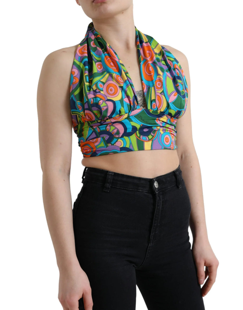 Dolce & Gabbana Multicolor Halter Sleeveless Cropped Tank Top - Zeiniez