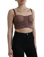 Dolce & Gabbana Brown Viscose Bustier Sleeveless Cropped Top - Zeiniez