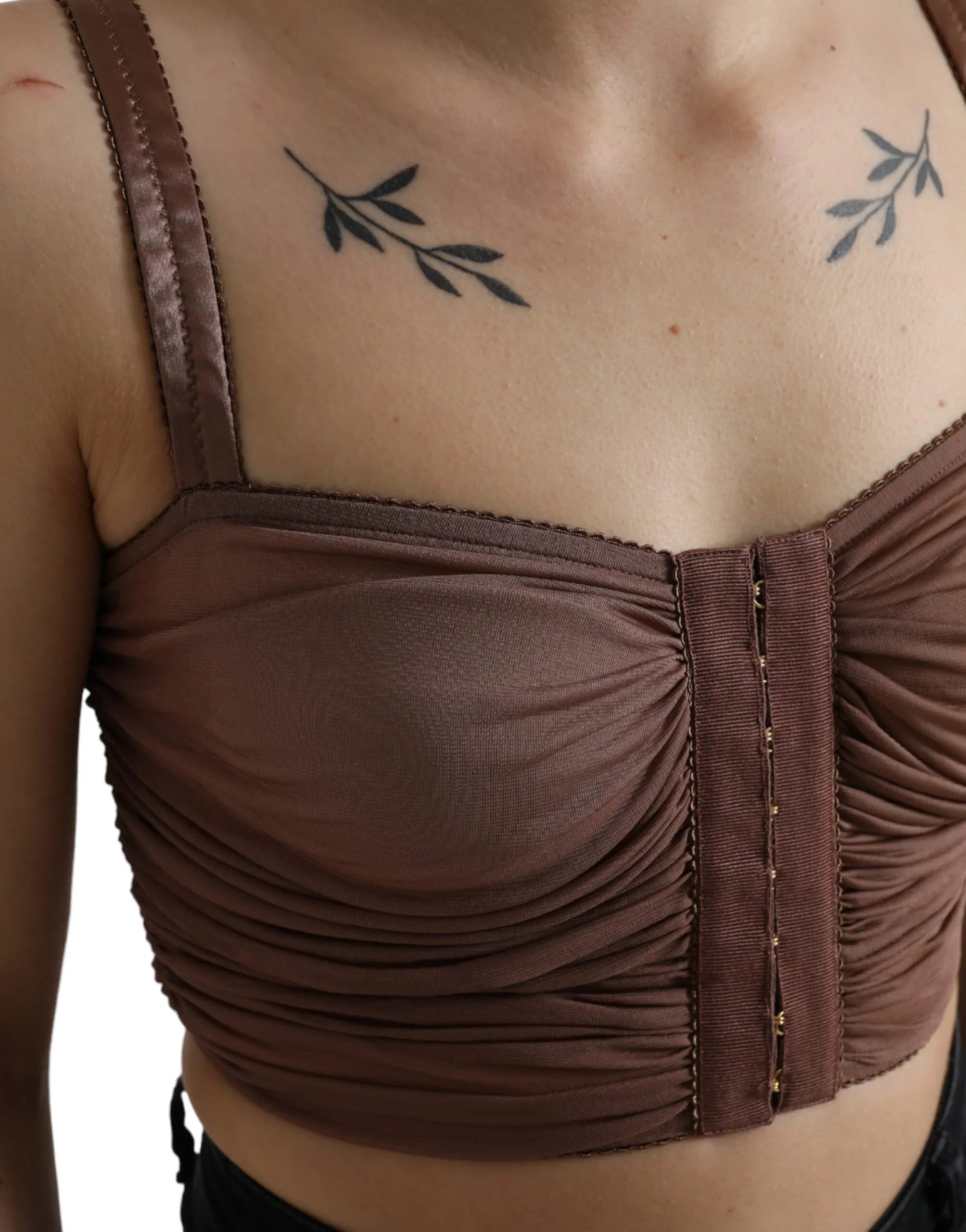 Dolce & Gabbana Brown Viscose Bustier Sleeveless Cropped Top - Zeiniez