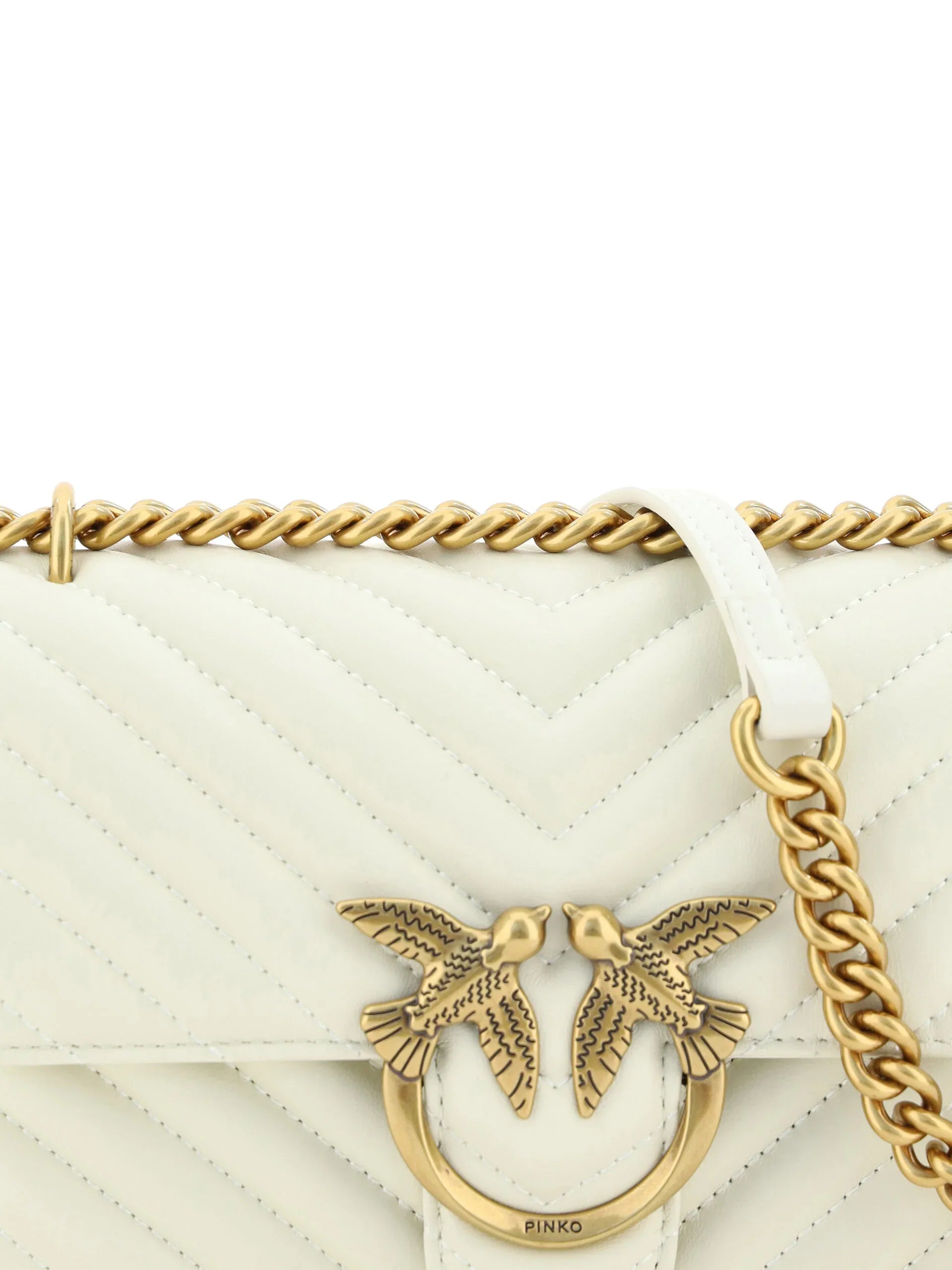 PINKO White Leather Love One Mini Shoulder Bag - Zeiniez