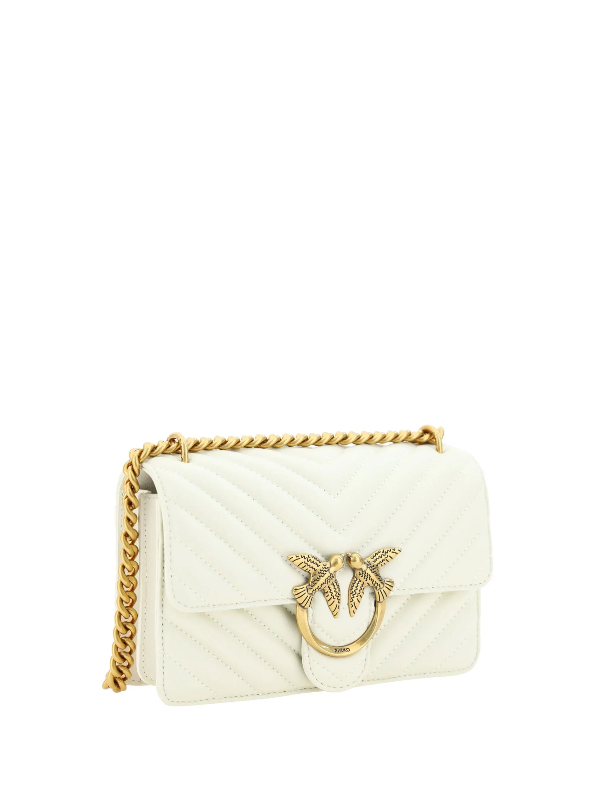 PINKO White Leather Love One Mini Shoulder Bag - Zeiniez