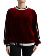 Dolce & Gabbana Bordeaux Velvet Crew Neck Pullover Sweater - Zeiniez