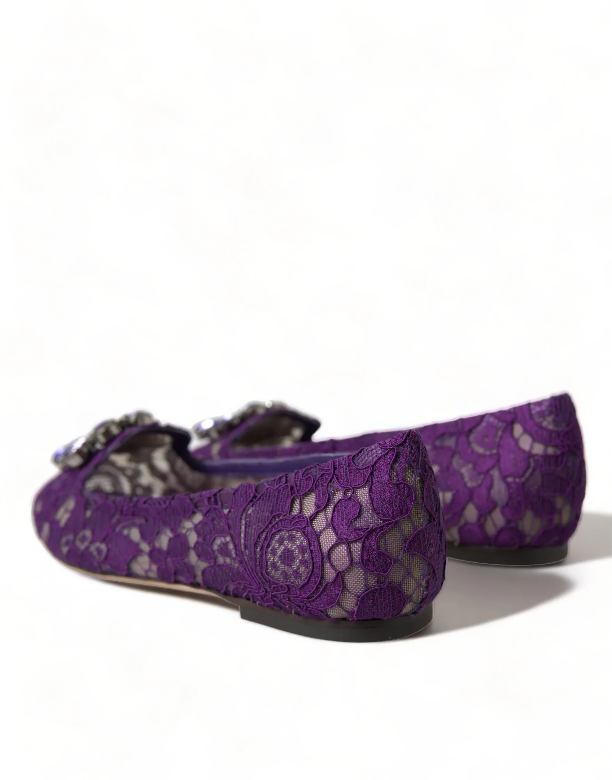 Dolce & Gabbana Purple Vally Taormina Lace Crystals Flats Shoes - Zeiniez