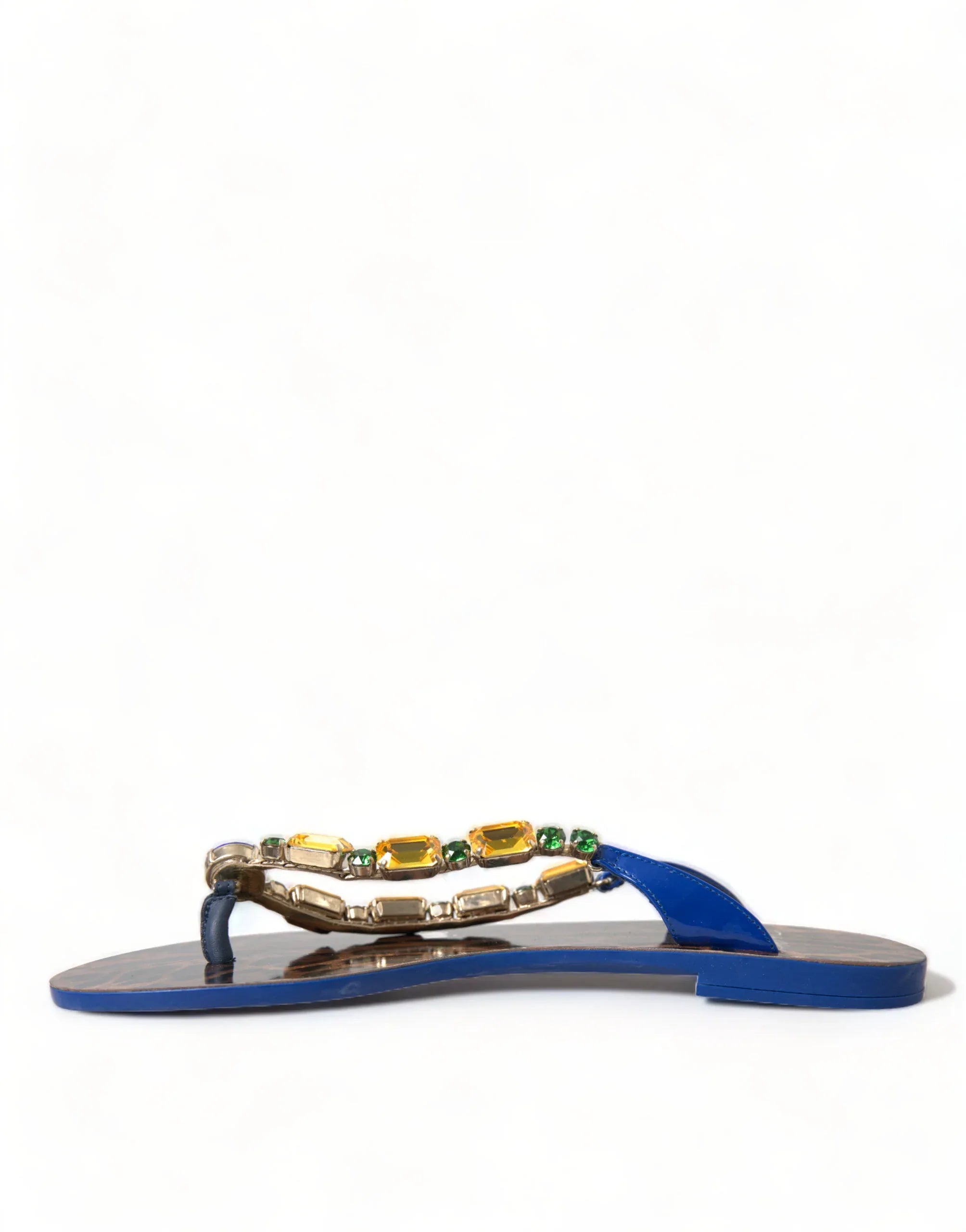 Dolce & Gabbana Blue Crystals Flats Sandals Beachwear Shoes - Zeiniez