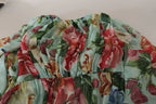 Dolce & Gabbana Multicolor Green Floral Silk Wrap Midi Dress - Zeiniez