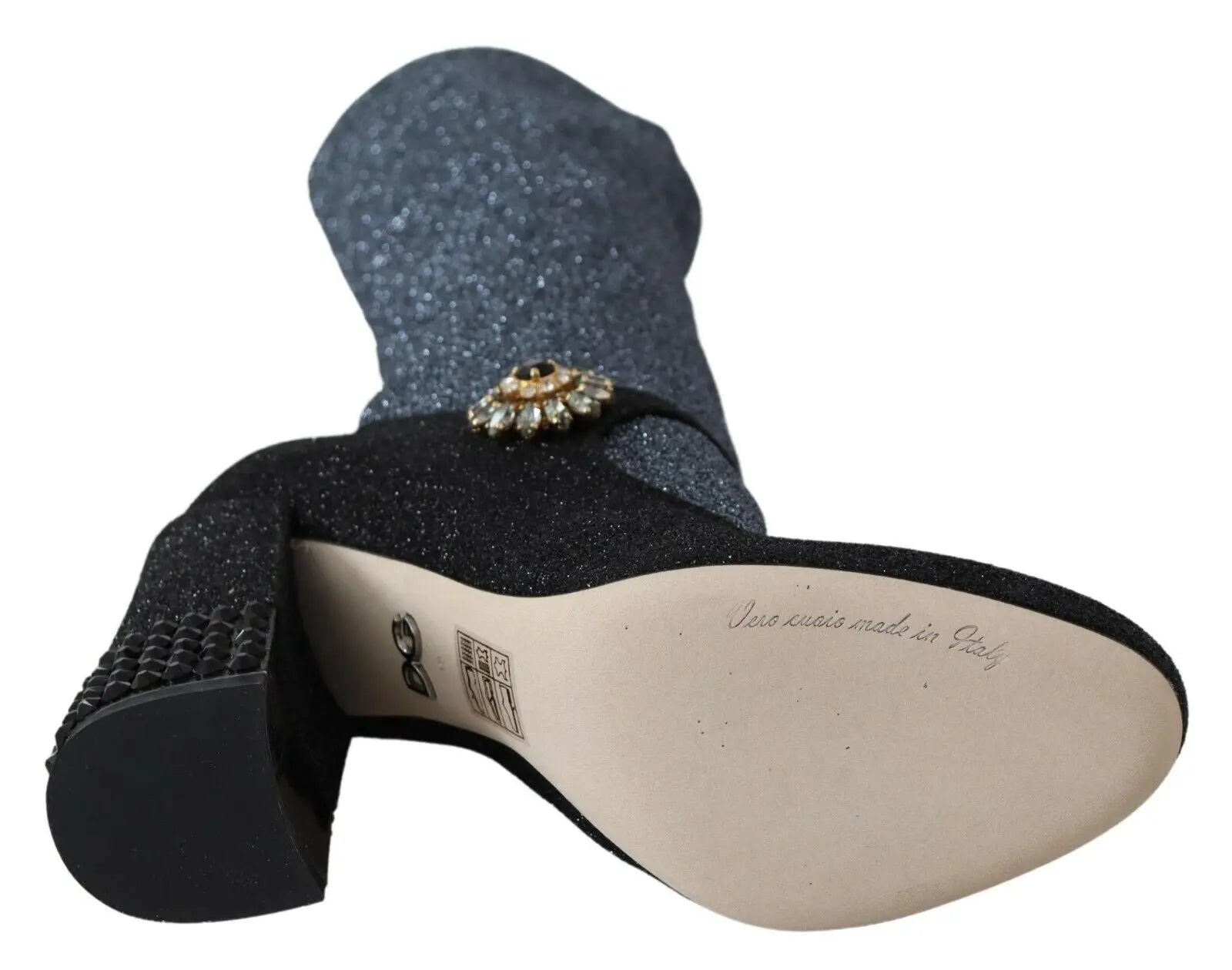 Dolce & Gabbana Black Crystal Mary Janes Booties Shoes - Zeiniez