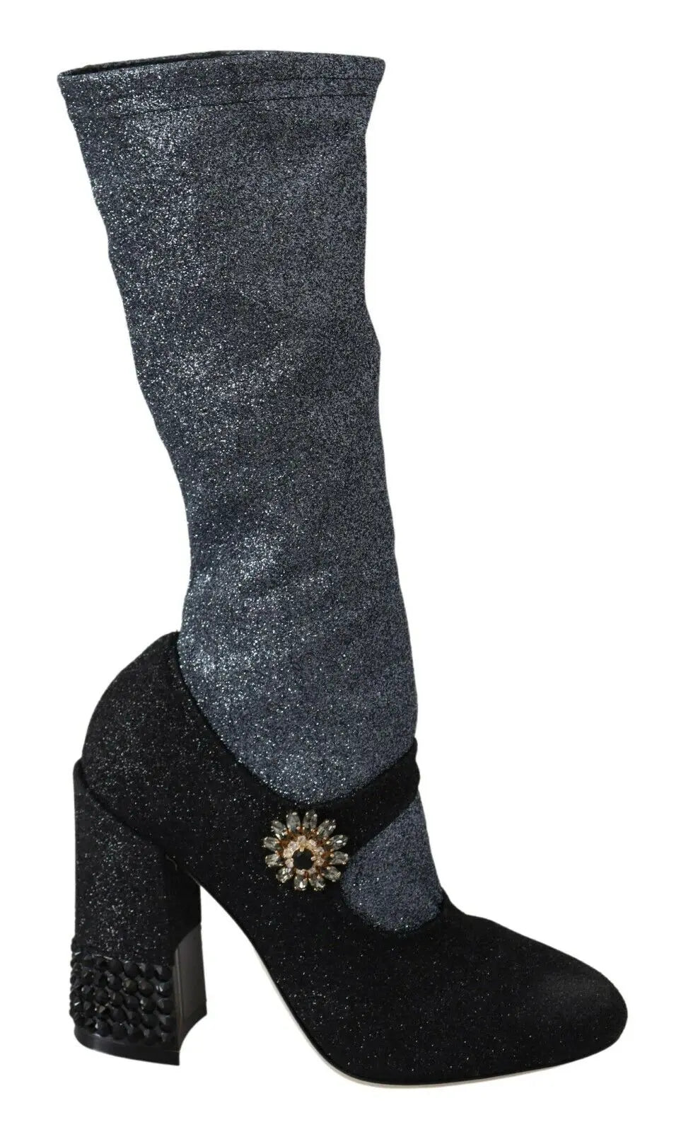 Dolce & Gabbana Black Crystal Mary Janes Booties Shoes - Zeiniez