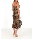Dolce & Gabbana Brown Leopard Print Ruched Midi Dress - Zeiniez