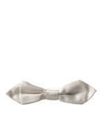Dolce & Gabbana White Silk Slim Adjustable Neck Papillon Bow Tie - Zeiniez