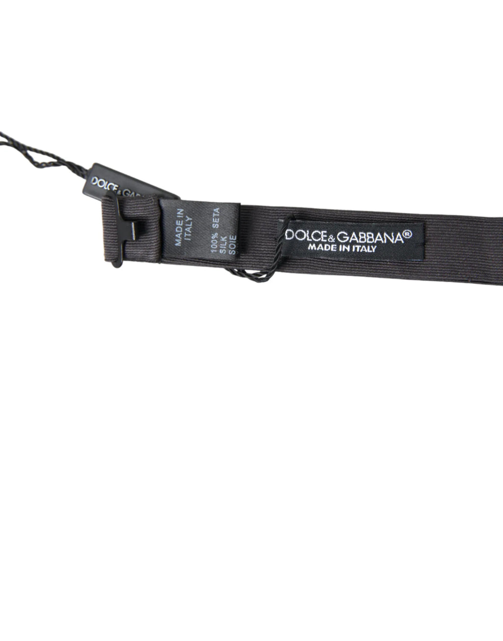 Dolce & Gabbana Dark Gray Silk Adjustable Neck Men Papillon Bow Tie - Zeiniez