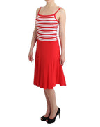 Roccobarocco Red striped jersey A-line dress - Zeiniez