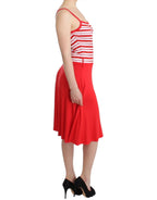 Roccobarocco Red striped jersey A-line dress - Zeiniez