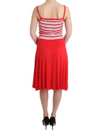 Roccobarocco Red striped jersey A-line dress - Zeiniez