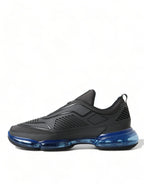 Prada Black Blue Rubber Knit Slip On Low Top Sneakers Shoes - Zeiniez