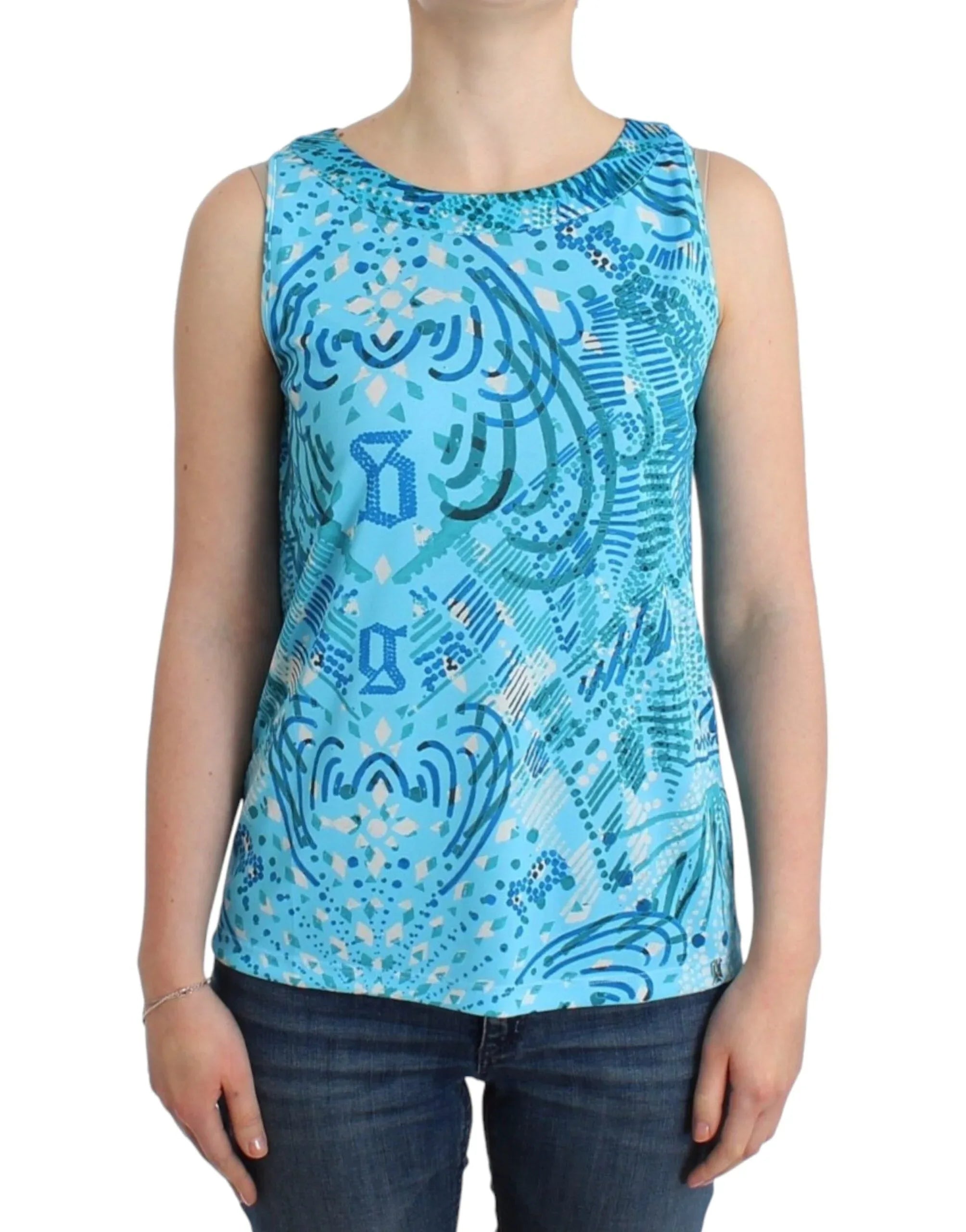 John Galliano Blue printed tank top - Zeiniez