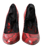 Dolce & Gabbana Red Ayers Leather Lace Socks Pumps Shoes - Zeiniez