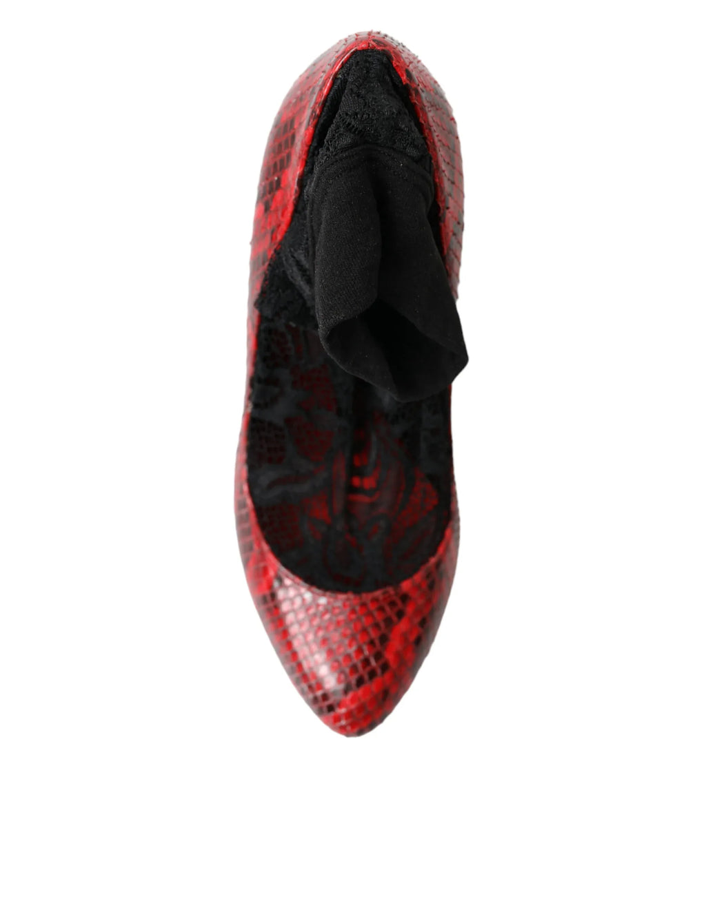 Dolce & Gabbana Red Ayers Leather Lace Socks Pumps Shoes - Zeiniez