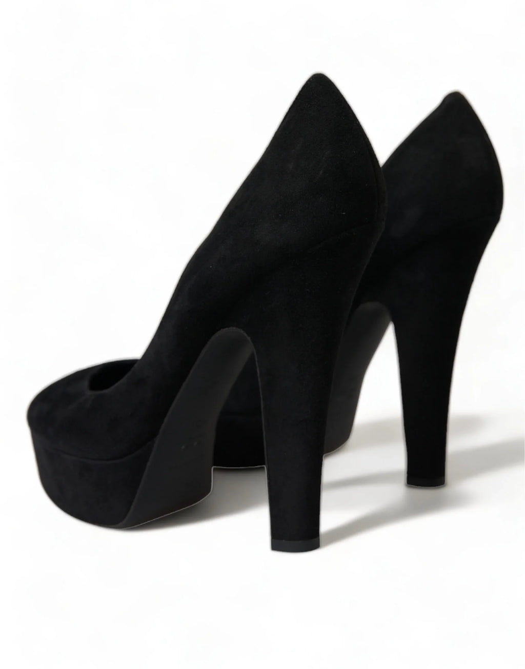 Dolce & Gabbana Black Suede Leather Platform Heel Pumps Shoes - Zeiniez