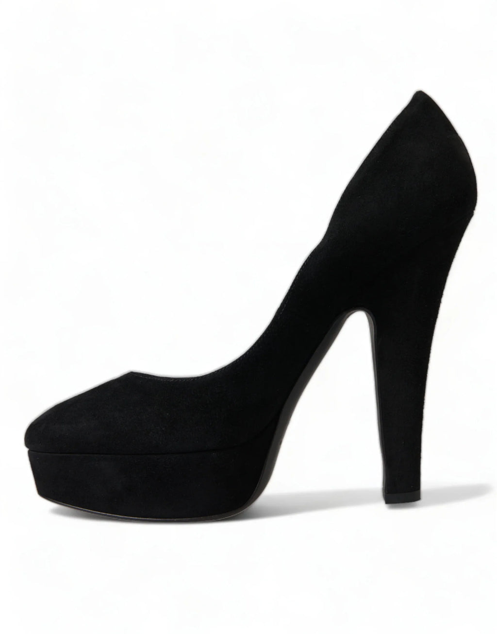 Dolce & Gabbana Black Suede Leather Platform Heel Pumps Shoes - Zeiniez