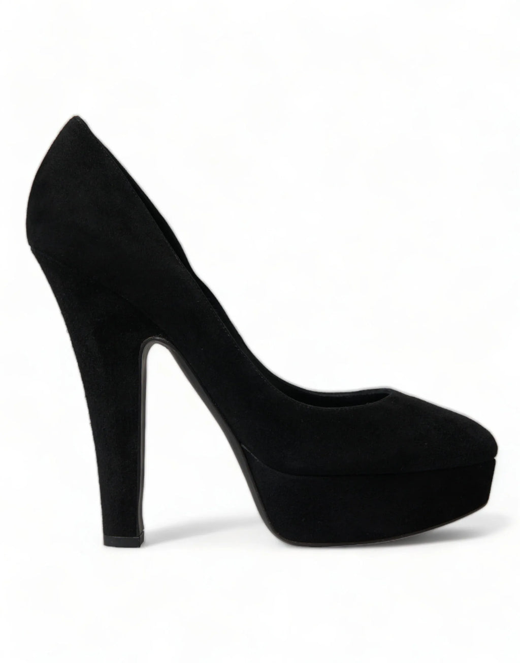 Dolce & Gabbana Black Suede Leather Platform Heel Pumps Shoes - Zeiniez