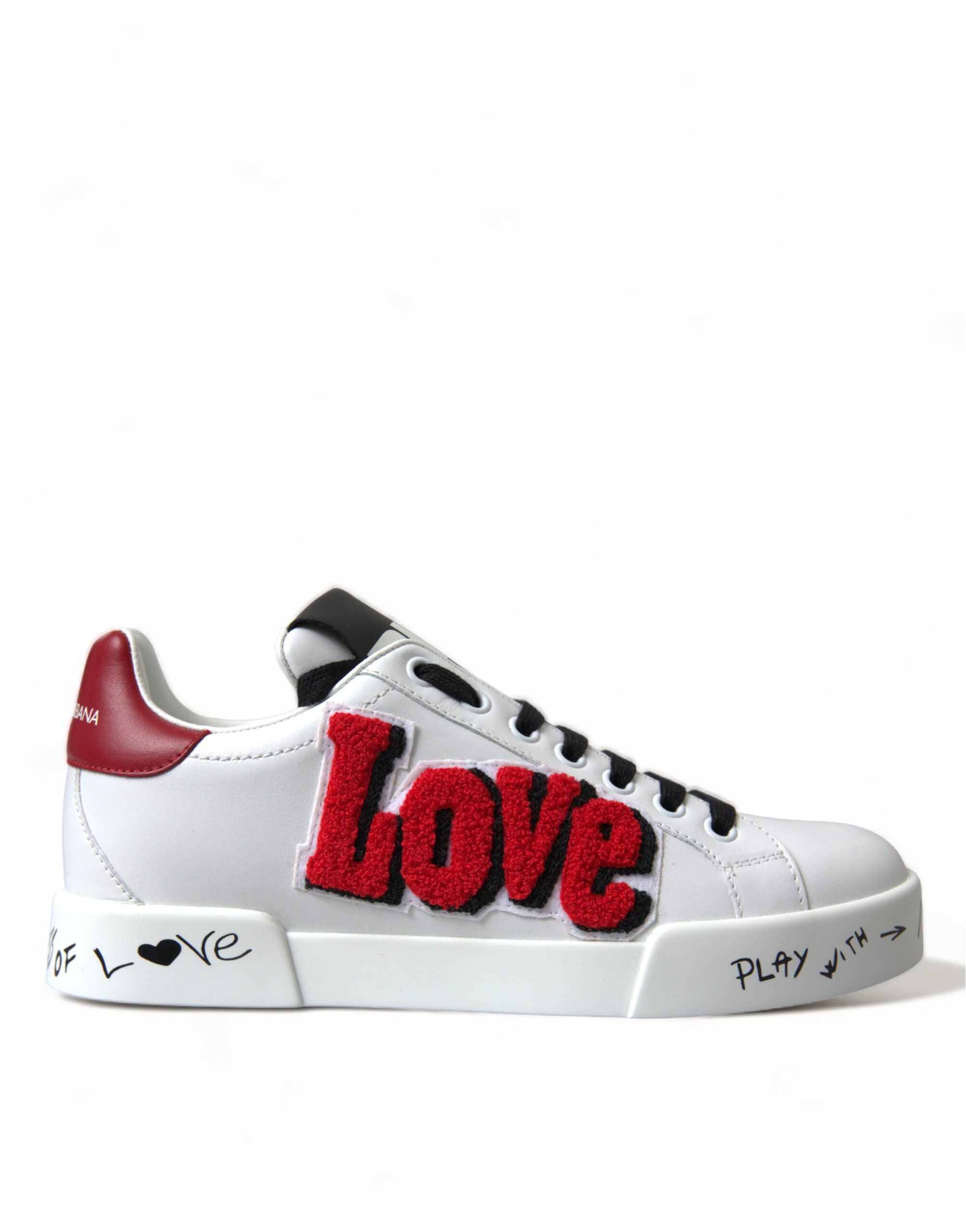 Dolce & Gabbana White Love Patch Portofino Classic Sneakers Shoes - Zeiniez