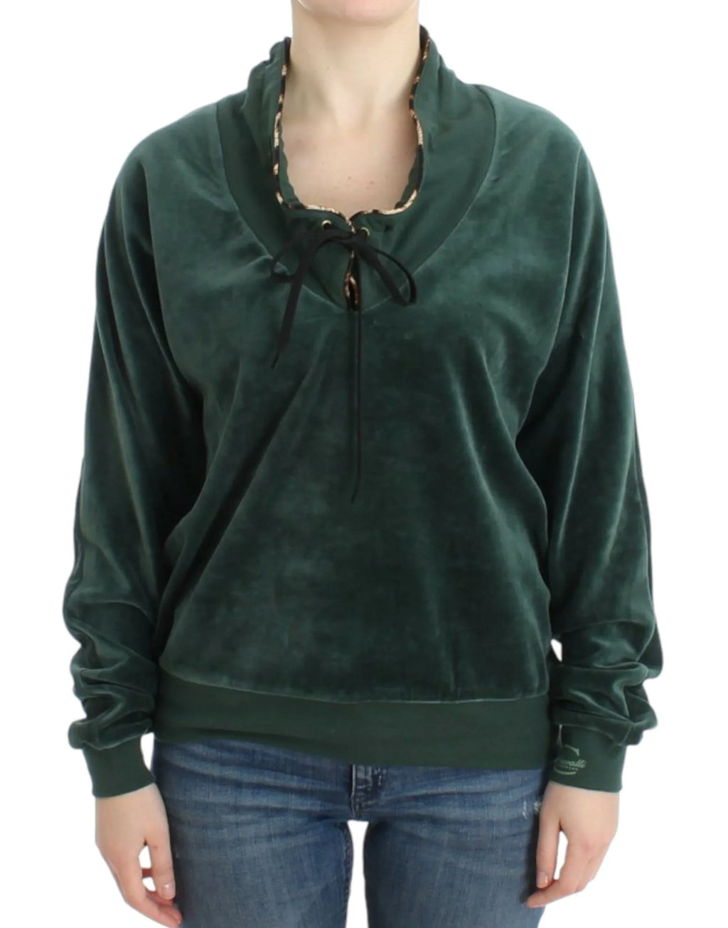 Cavalli Green velvet cotton sweater - Zeiniez